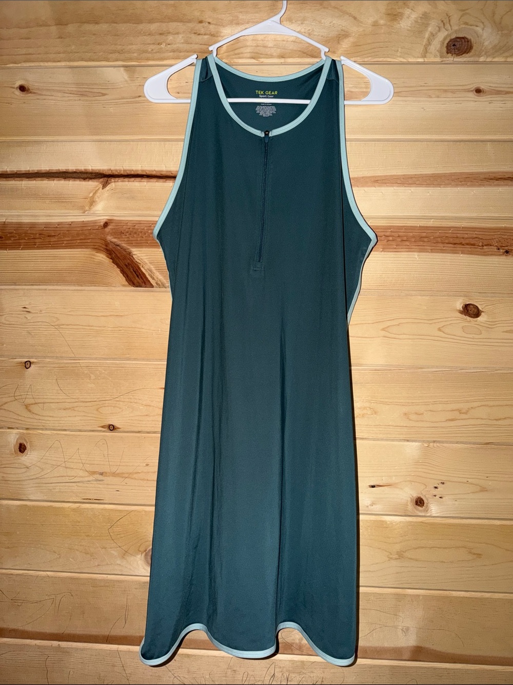 tek gear dark teal tank one-piece swimsuit with light mint trim